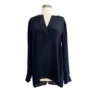 Banana Republic 100% Silk V-Neck Blouse Black Large